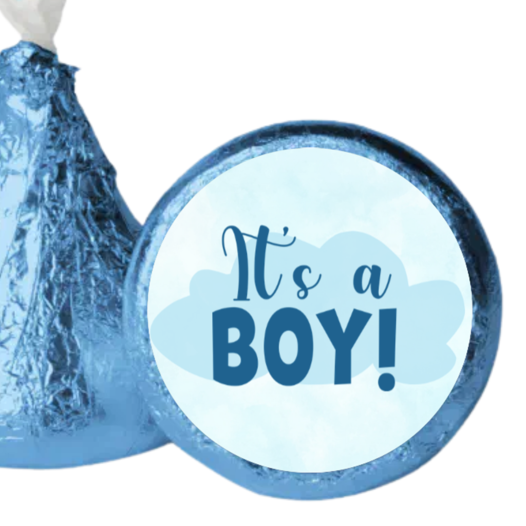 It's a Boy Kiss Candy Stickers | Baby Shower Favors | Glossy| 100 Count 0.75in