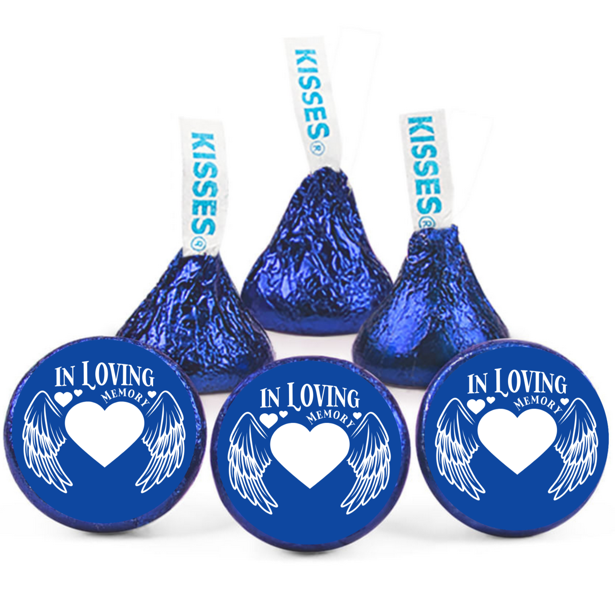 In Loving Memory Candy Stickers | Memorial Table Decor | Angel Wings Heart Design | Glossy | 100ct