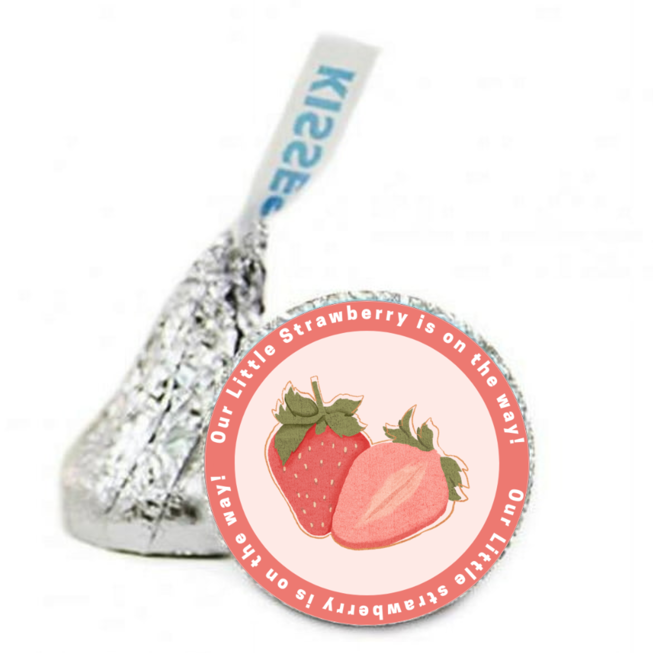 Our Little Strawberry Candy Kiss Stickers | Girls Baby Shower Decor | 100 ct | Glossy