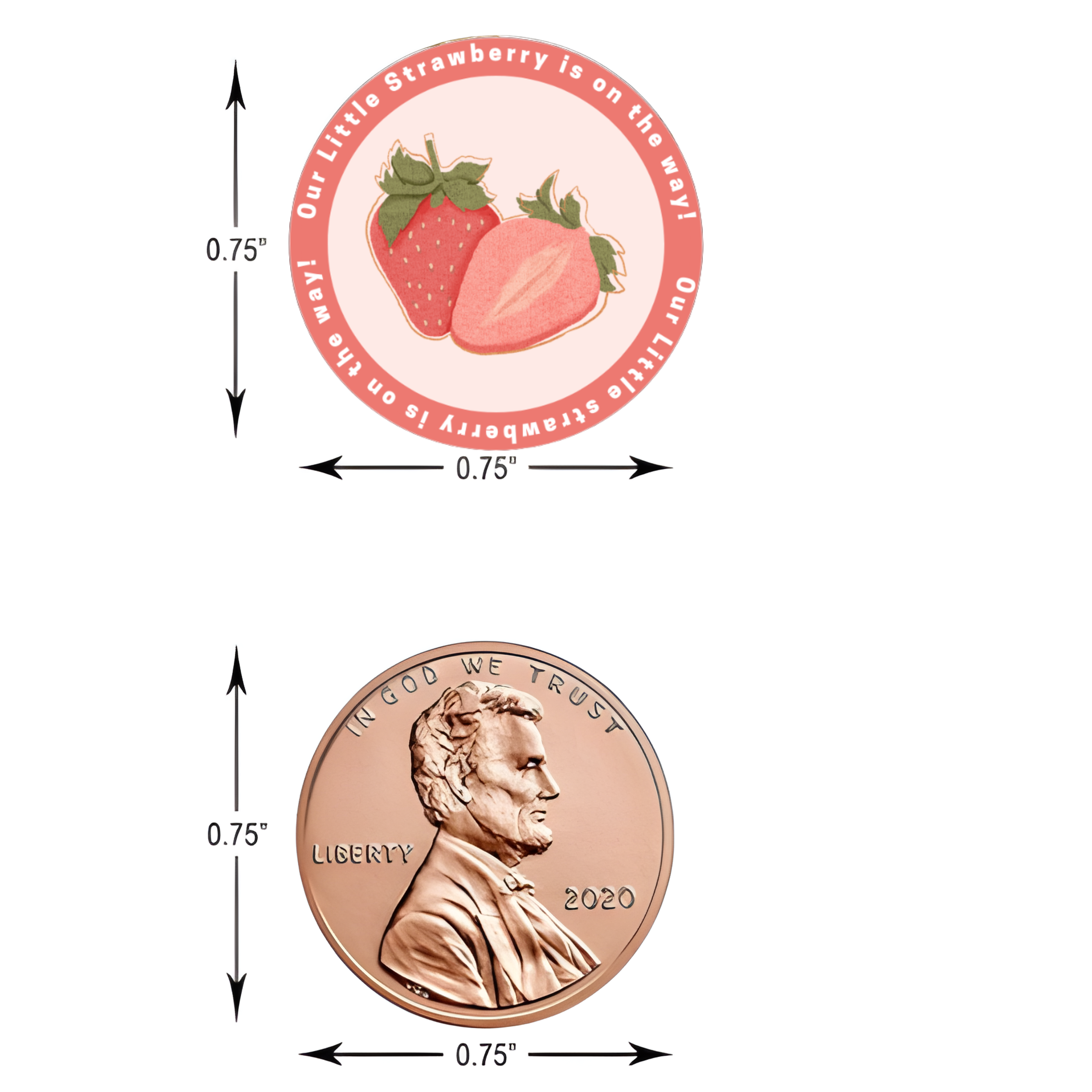 Our Little Strawberry Candy Kiss Stickers | Girls Baby Shower Decor | 100 ct | Glossy