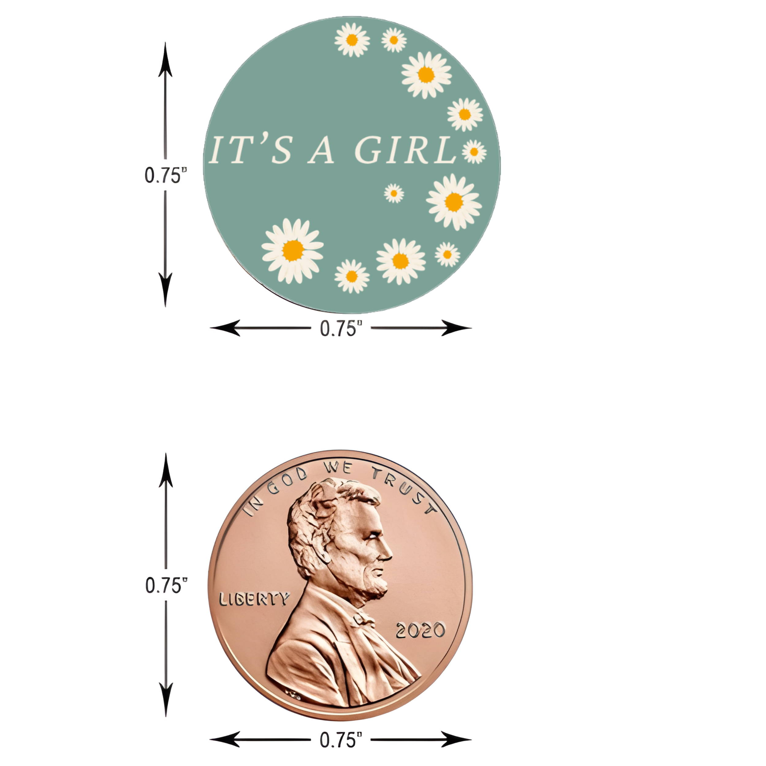 Its a Girl Stickers | Baby Shower favors| Flower Design | Glossy| 100 Count|0.75in
