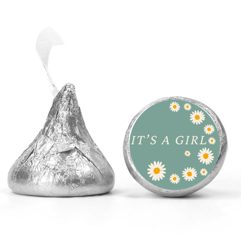Its a Girl Stickers | Baby Shower favors| Flower Design | Glossy| 100 Count|0.75in