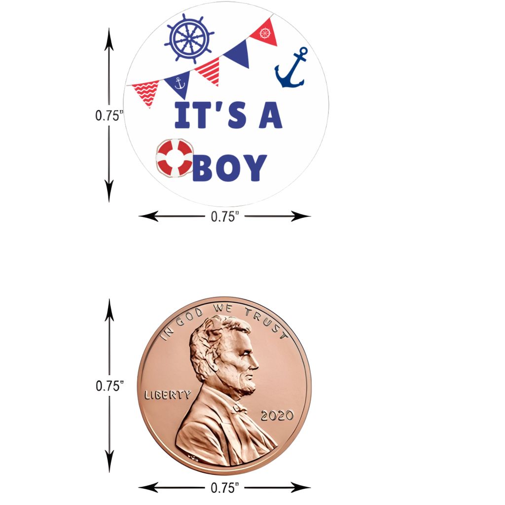 Nautical Baby Shower Candy Stickers | Its a Boy | 100ct | Glossy |Self Adhesive