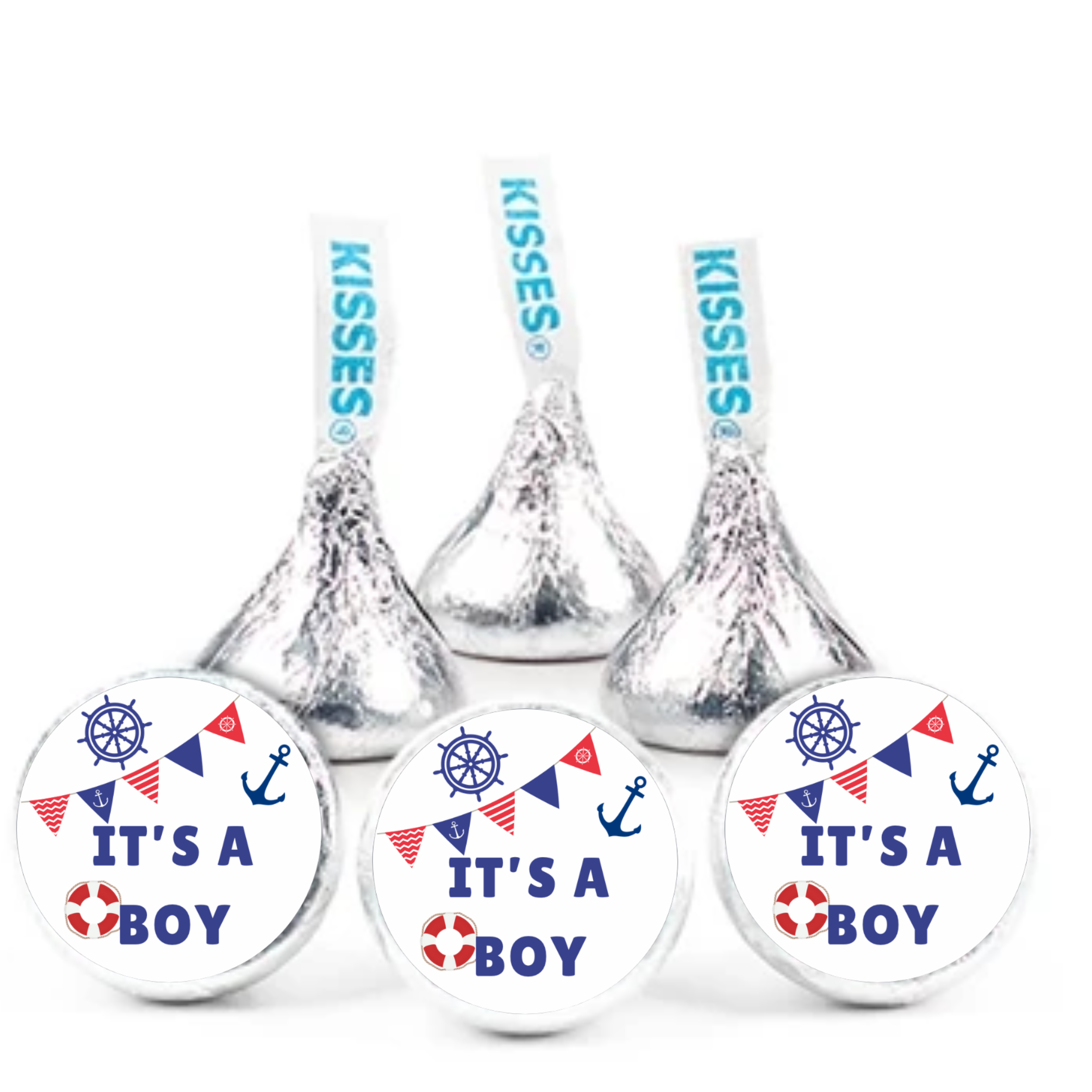 Nautical Baby Shower Candy Stickers | Its a Boy | 100ct | Glossy |Self Adhesive