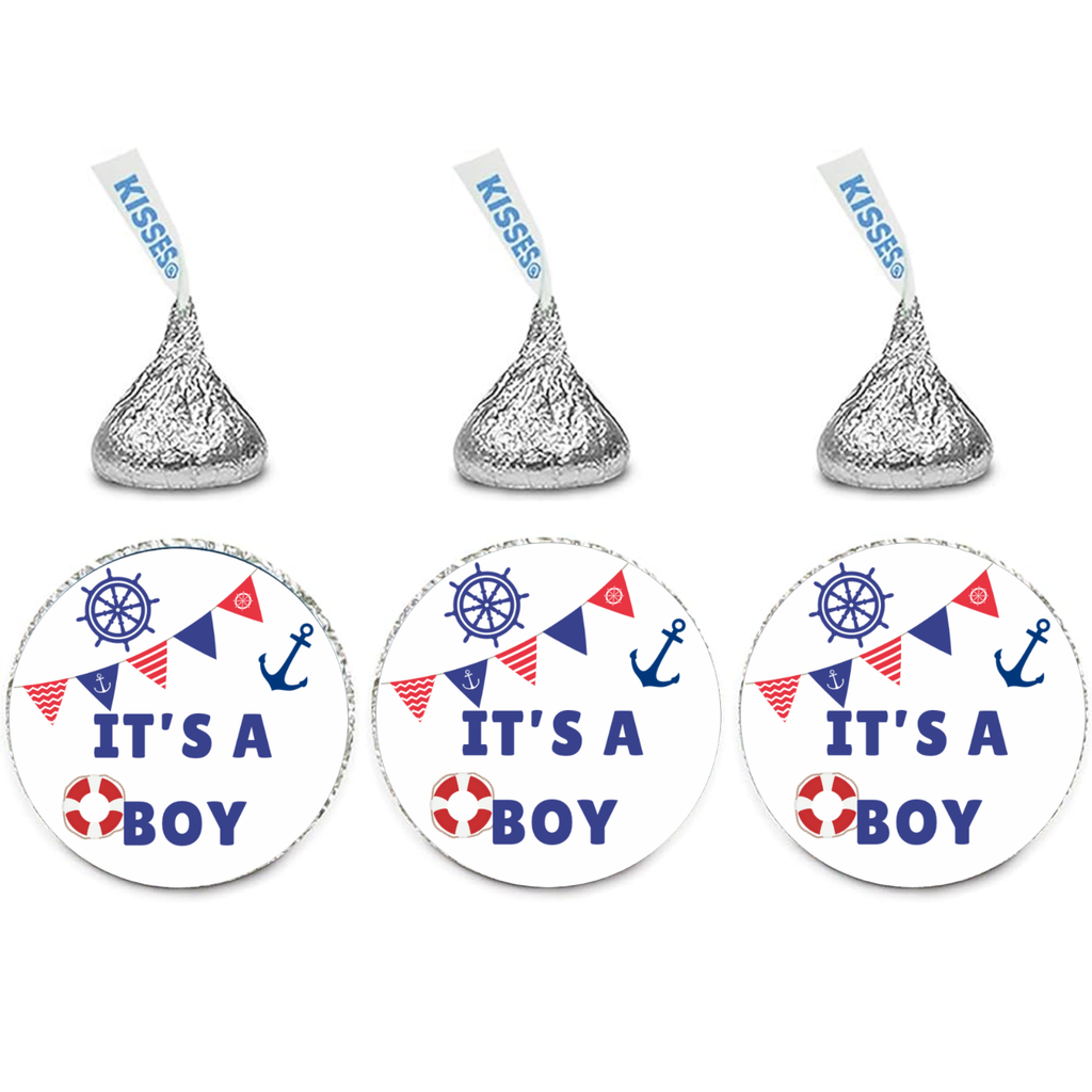 Nautical Baby Shower Candy Stickers | Its a Boy | 100ct | Glossy |Self Adhesive