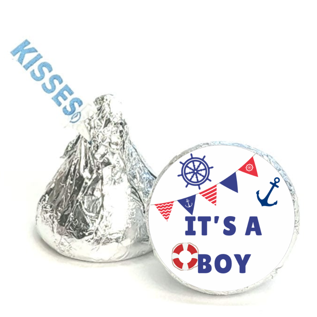 Nautical Baby Shower Candy Stickers | Its a Boy | 100ct | Glossy |Self Adhesive