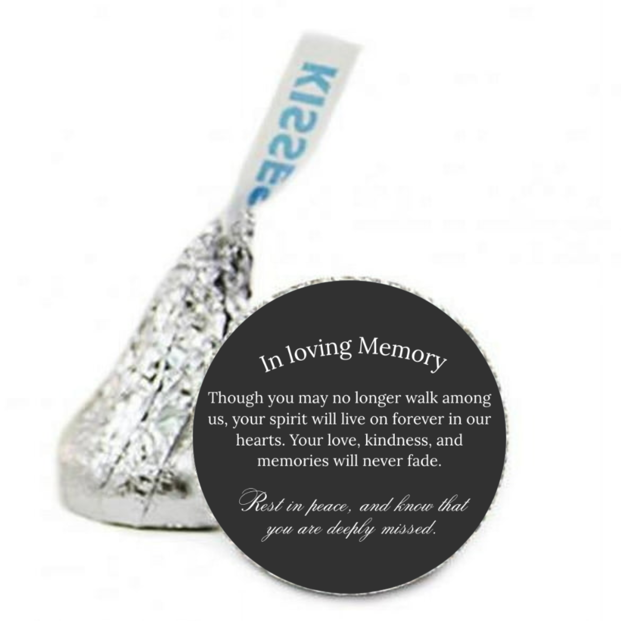 Loving Memory Candy Stickers | Memorial Table Decor | Black | Glossy | 100ct | Funeral Favors