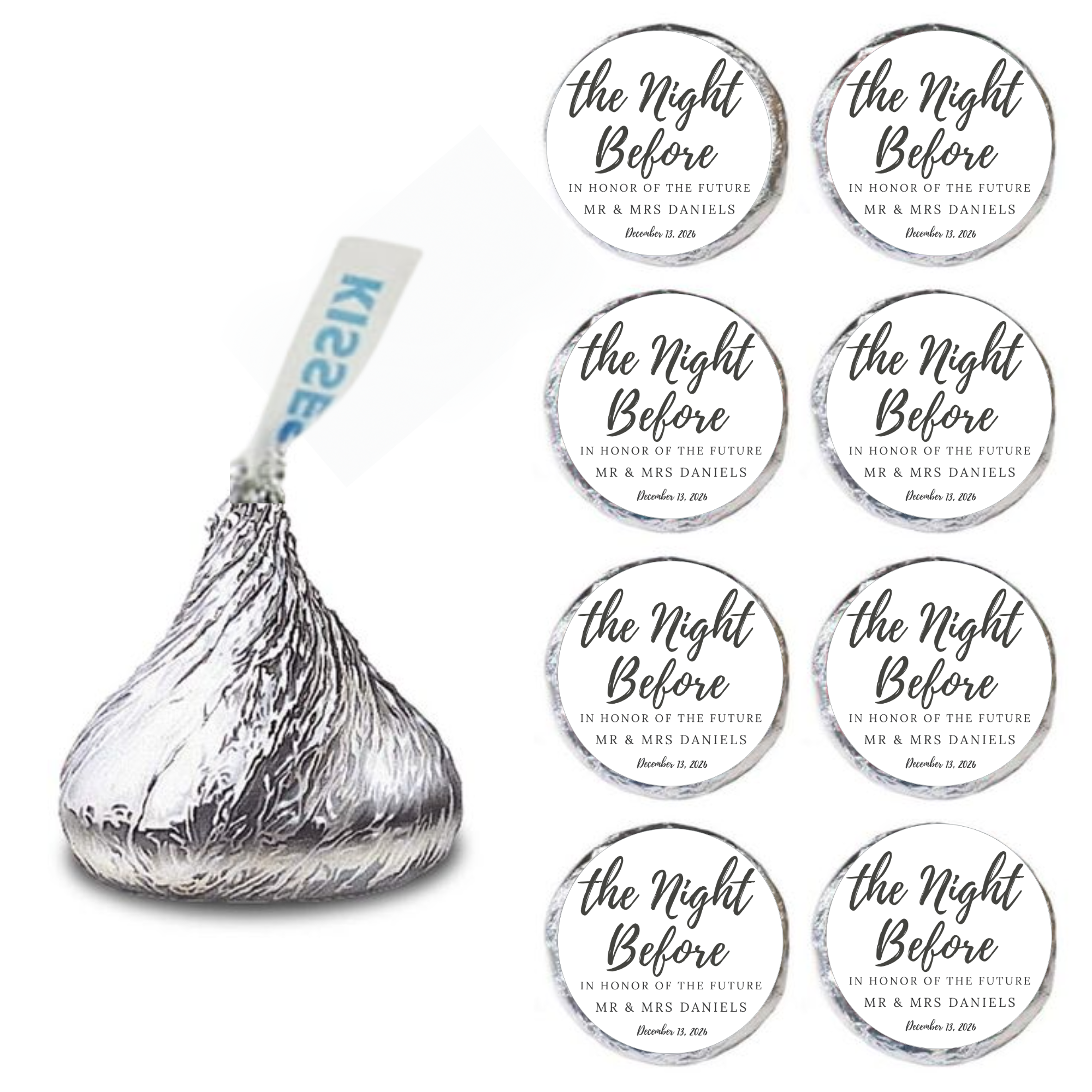 The Night Before| In Honor Of Mr And Mrs Personalized Candy Stickers| 100ct| Glossy| Bridal Shower Favors