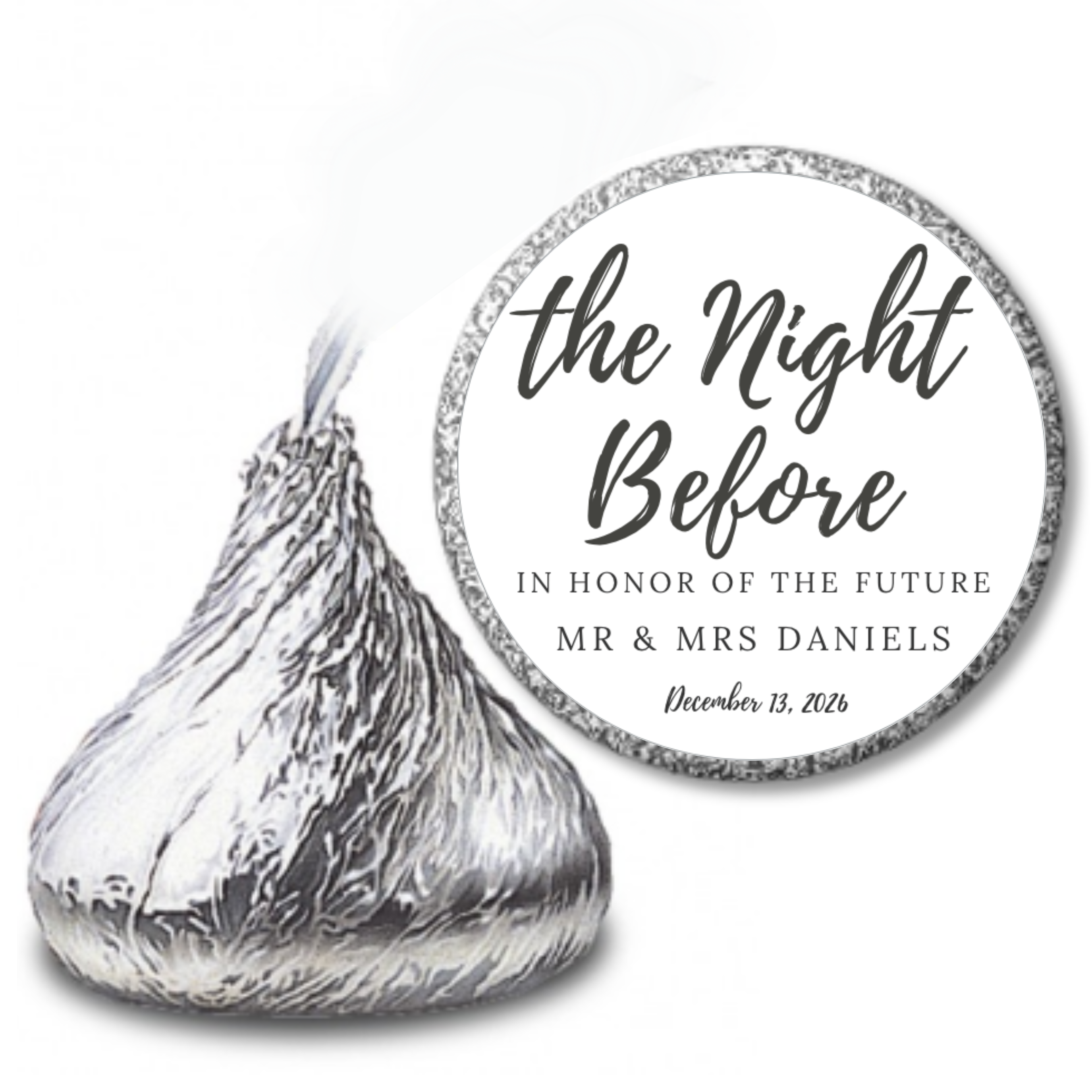 The Night Before| In Honor Of Mr And Mrs Personalized Candy Stickers| 100ct| Glossy| Bridal Shower Favors