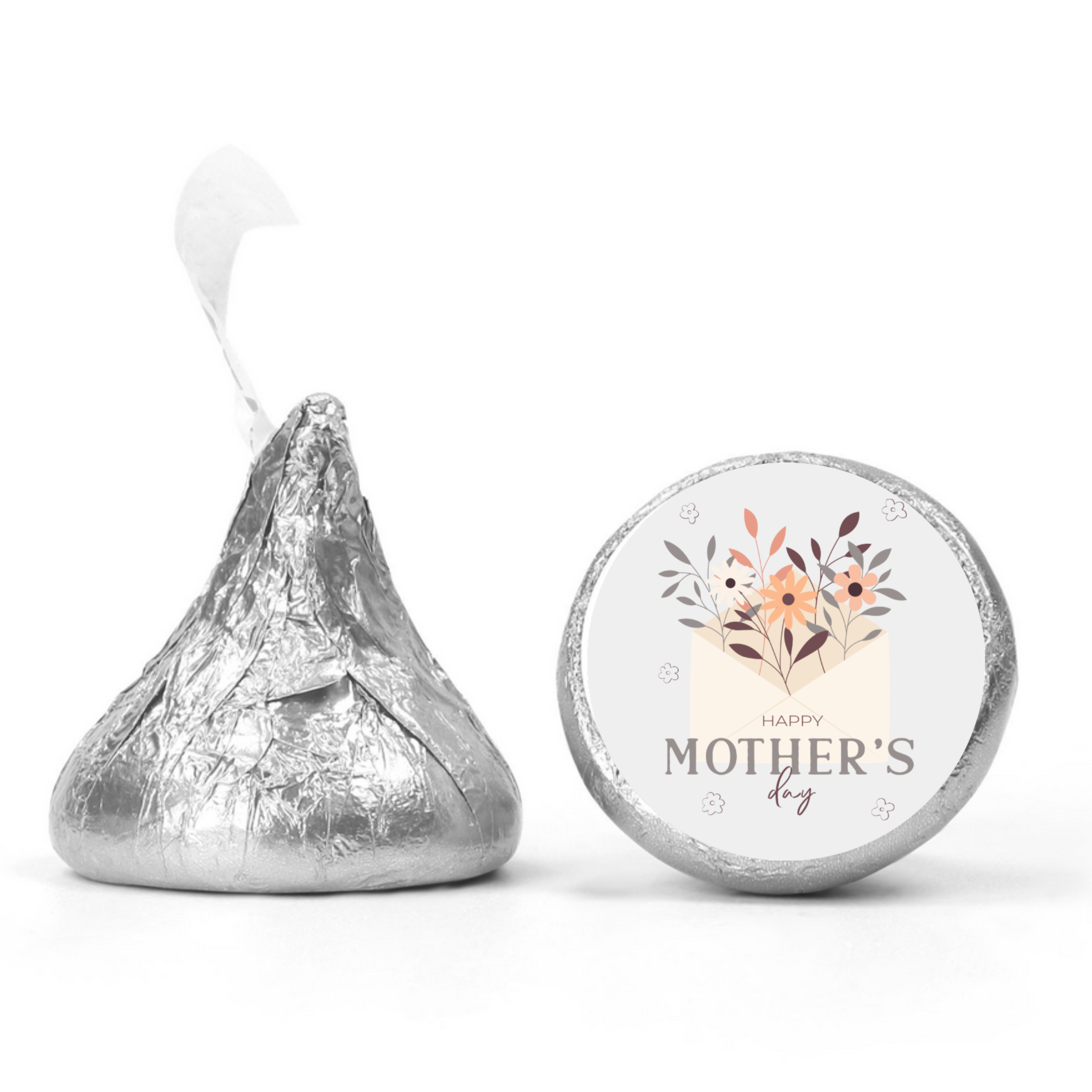 Floral Mother’s Day Candy Stickers | Kiss Bottom Labels | Self Adhesive | Glossy | 100 count