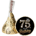 Elegant 75th Birthday | Mini Kiss Labels | Chocolate Candy Stickers | Seventy Five Celebration | Birthday Party Favors