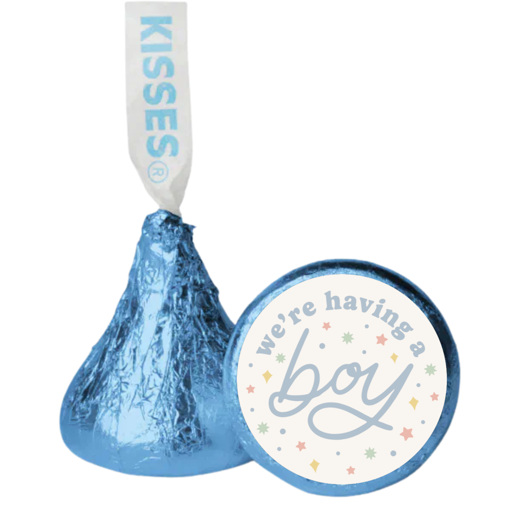 Were Having a Boy Stickers | Baby Shower Candy Labels | Glossy | 100ct