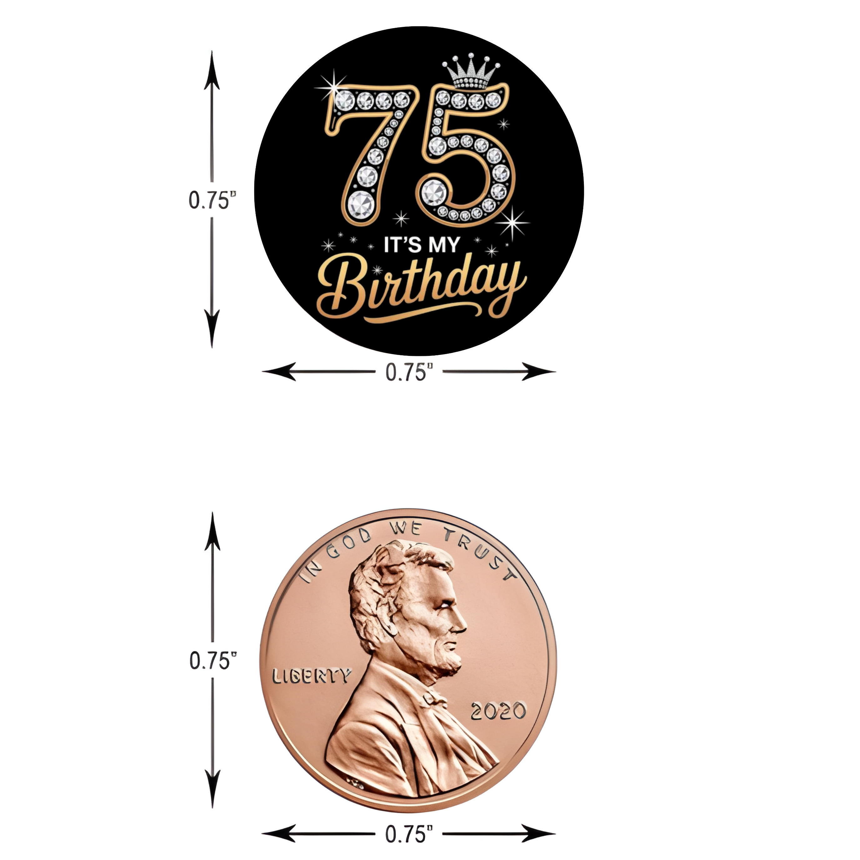 Elegant 75th Birthday | Mini Kiss Labels | Chocolate Candy Stickers | Seventy Five Celebration | Birthday Party Favors