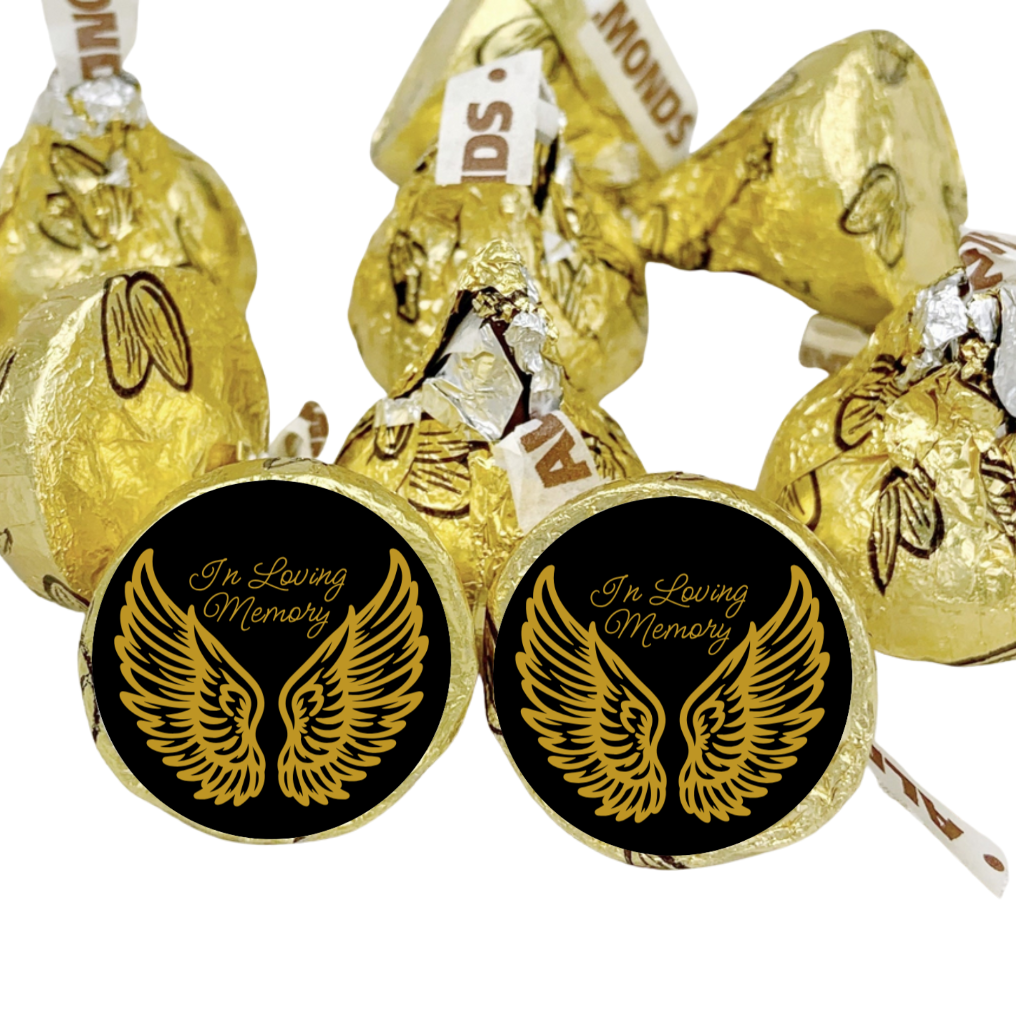 Loving Memory Candy Stickers | Funeral Favors | Memorial labels| Black| 100ct |Glossy