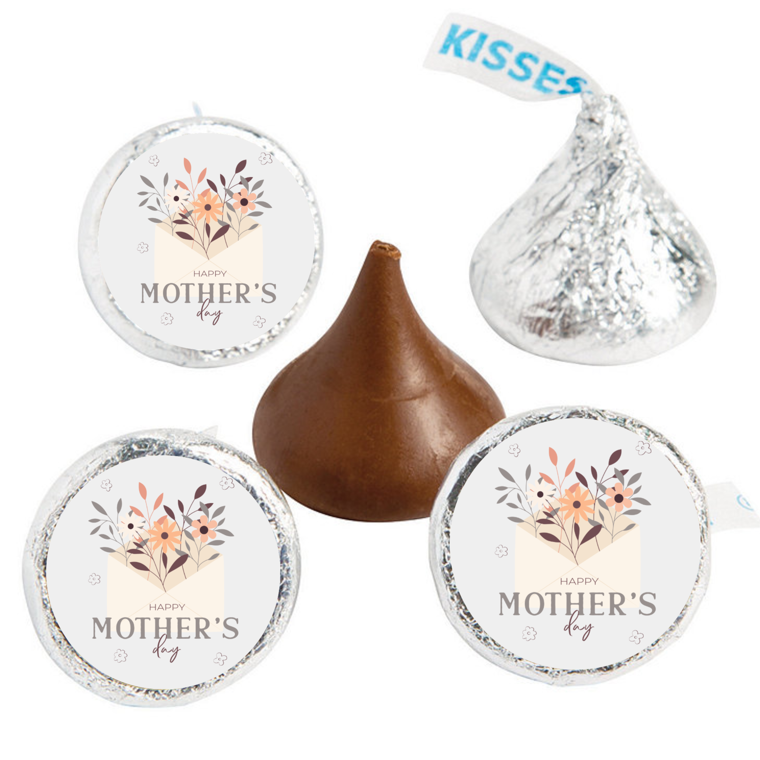 Floral Mother’s Day Candy Stickers | Kiss Bottom Labels | Self Adhesive | Glossy | 100 count