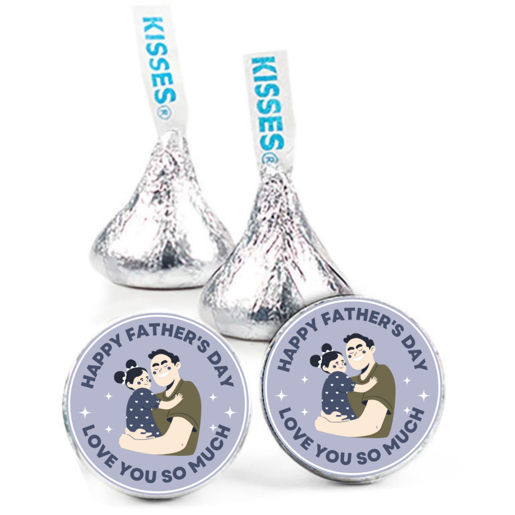 Happy Fathers Day Kiss Candy Stickers | Dad Favors | Glossy | 100ct