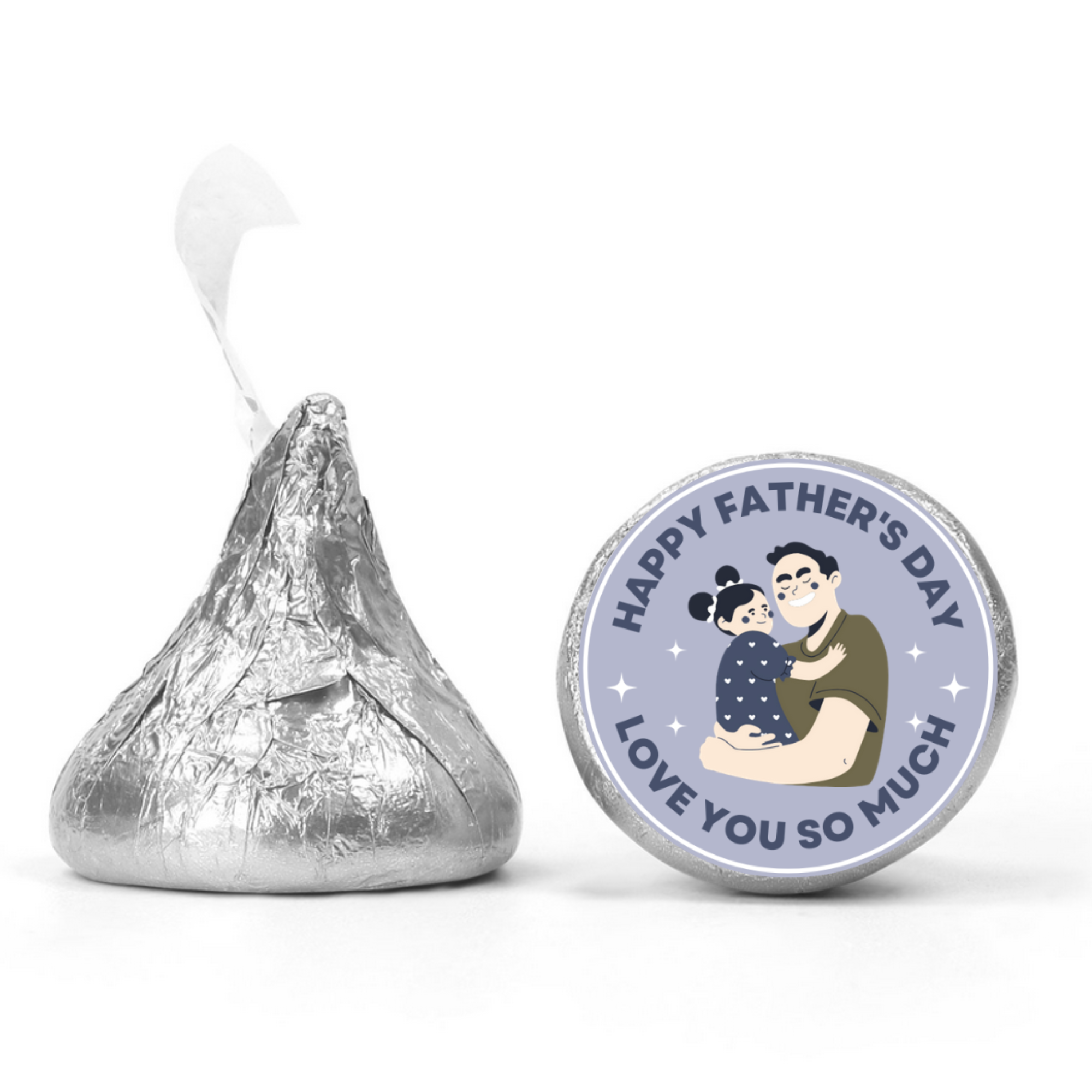 Happy Fathers Day Kiss Candy Stickers | Dad Favors | Glossy | 100ct