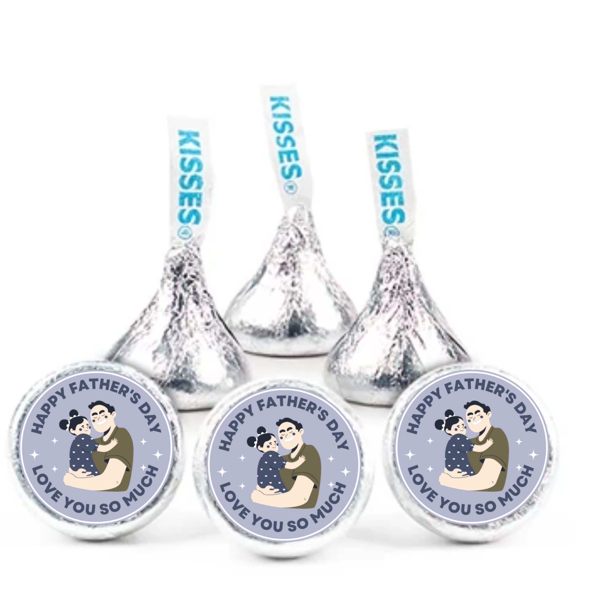 Happy Fathers Day Kiss Candy Stickers | Dad Favors | Glossy | 100ct