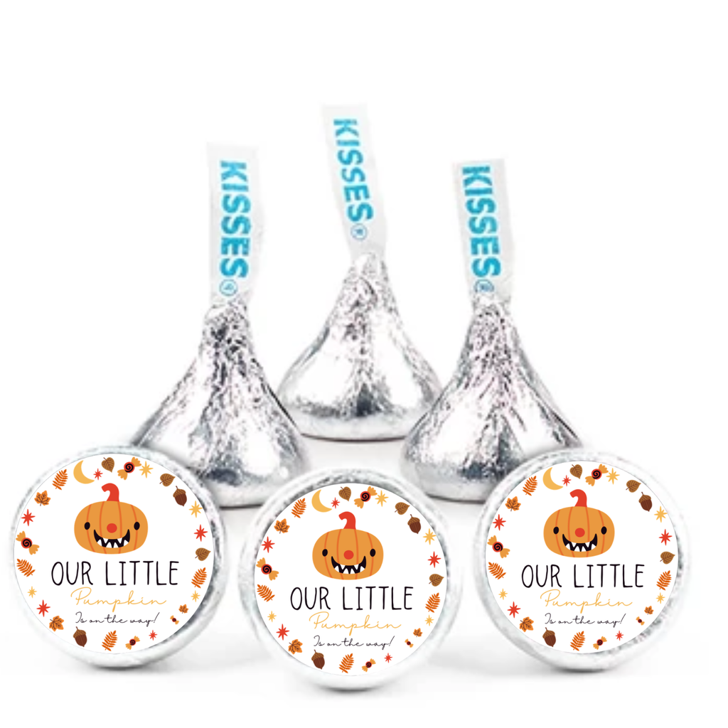 Our Little Pumpkin Is On The Way Baby Shower Stickers | Fall Candy Labels | Glossy | 100ct