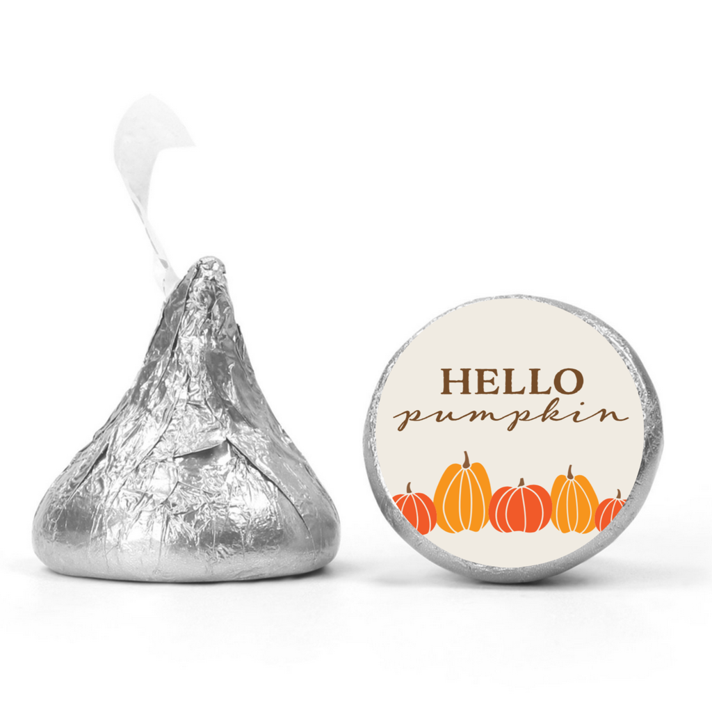 Hello Pumpkin Kiss Candy Stickers | Fall Candy favors |Thanksgiving Candy Labels| Glossy| 100ct