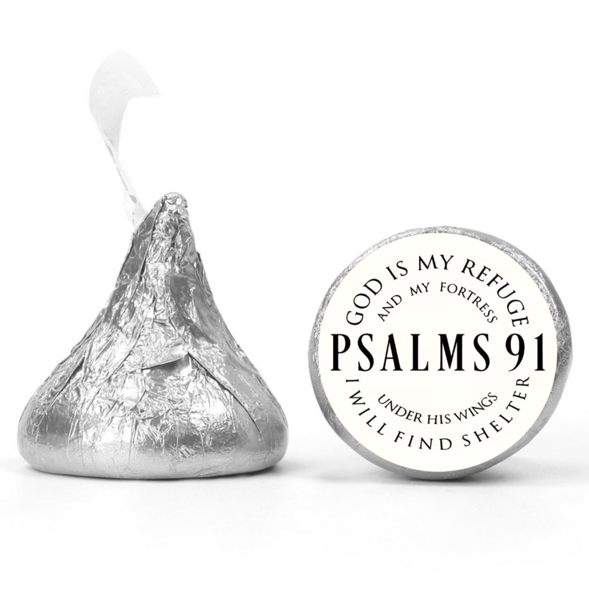 Psalms 91 Stickers | Christian Scripture Candy Labels | Glossy Candy Kiss Decals | 100 Count