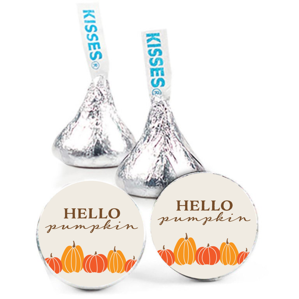Hello Pumpkin Kiss Candy Stickers | Fall Candy favors |Thanksgiving Candy Labels| Glossy| 100ct