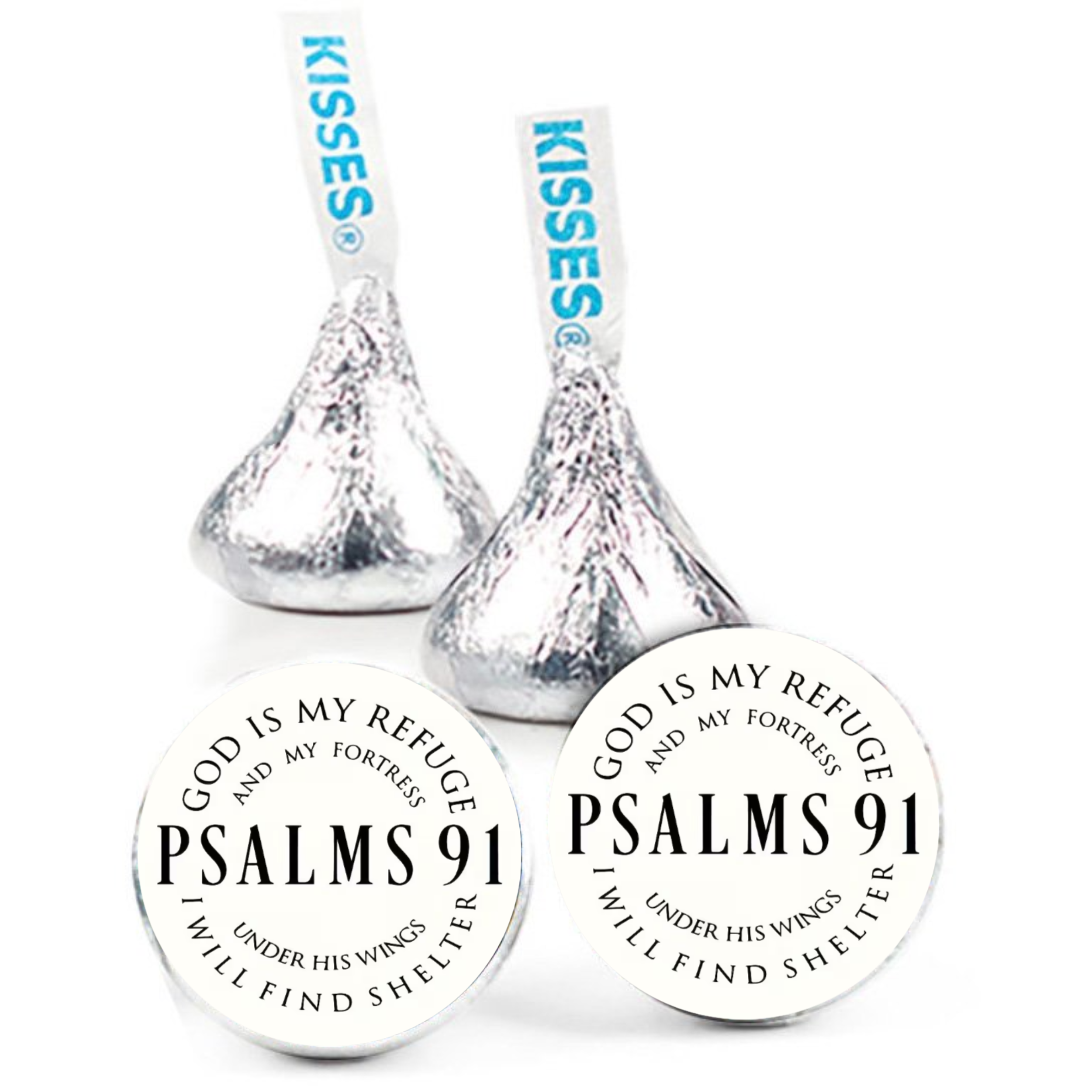 Psalms 91 Stickers | Christian Scripture Candy Labels | Glossy Candy Kiss Decals | 100 Count