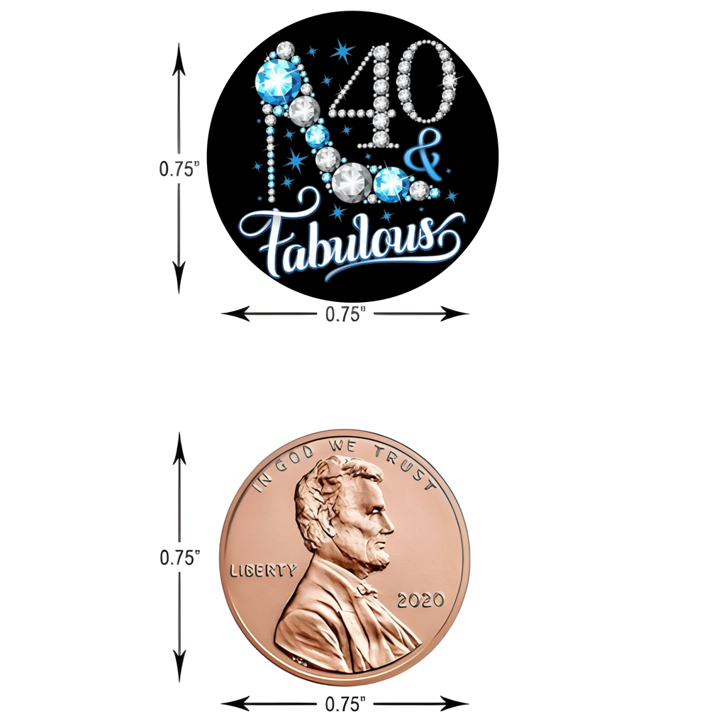 40 And Fabulous Mini Kiss Candy Labels | Chocolate Candy Stickers | Set of 100 | Elegant Party Favors | Glossy