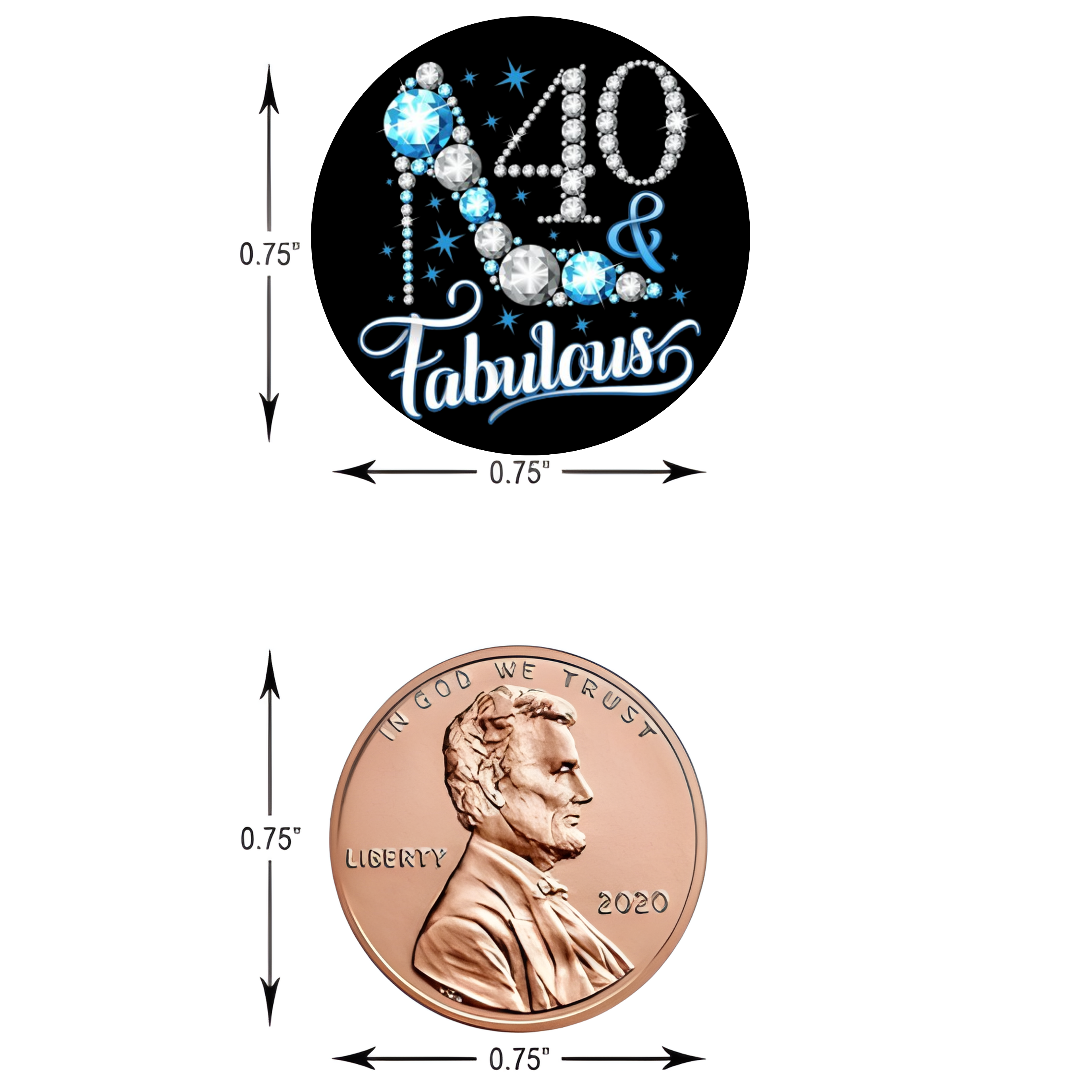 40 And Fabulous Mini Kiss Candy Labels | Chocolate Candy Stickers | Set of 100 | Elegant Party Favors | Glossy