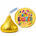 Easter Candy Stickers | Happy Easter Eggs and Bunny Ears Design | Chocolate Candy Kiss Stickers | Glossy