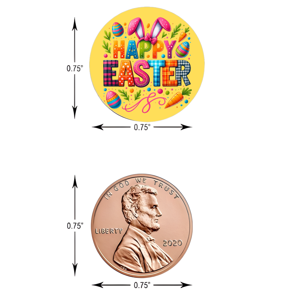 Easter Candy Stickers | Happy Easter Eggs and Bunny Ears Design | Chocolate Candy Kiss Stickers | Glossy