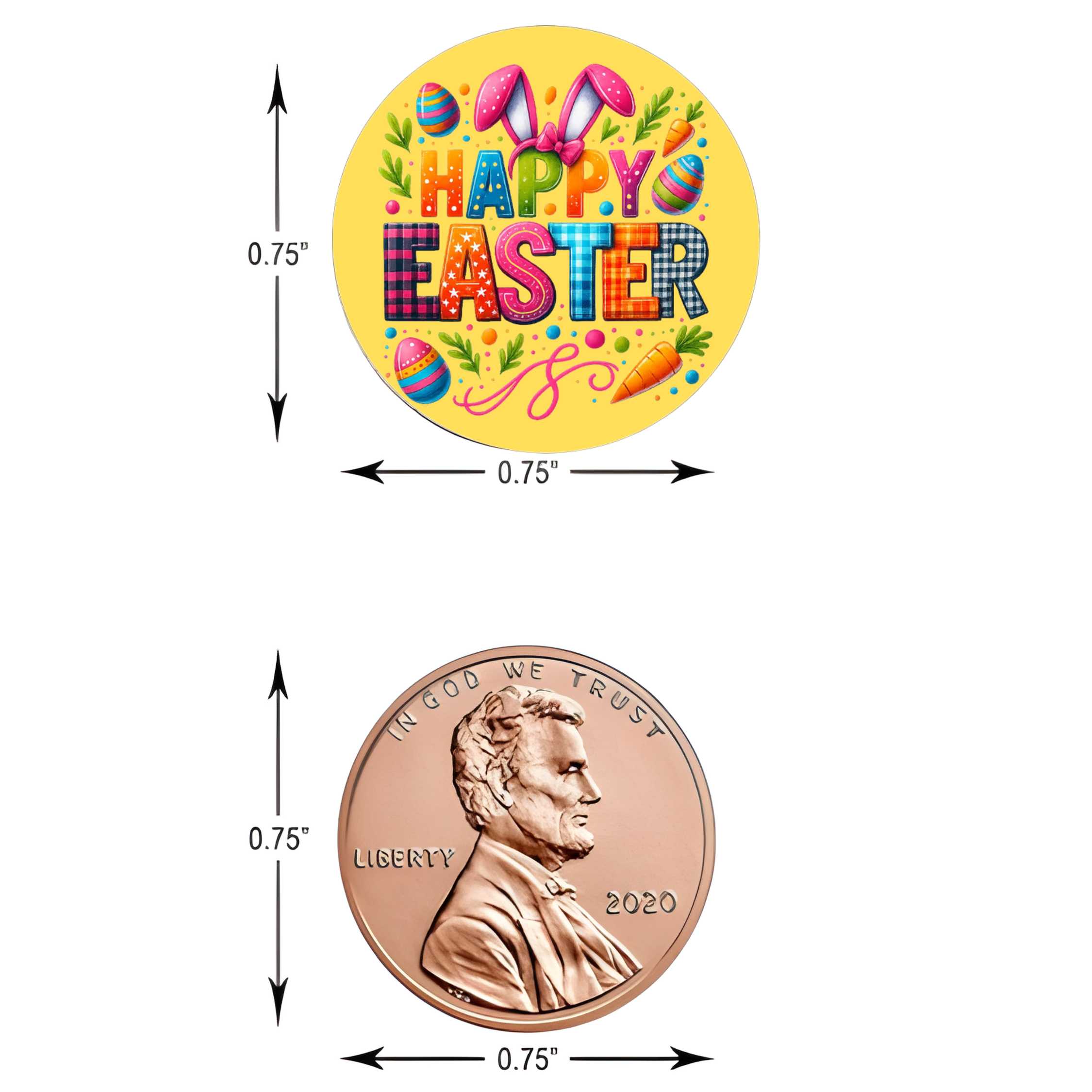 Easter Candy Stickers | Happy Easter Eggs and Bunny Ears Design | Chocolate Candy Kiss Stickers | Glossy