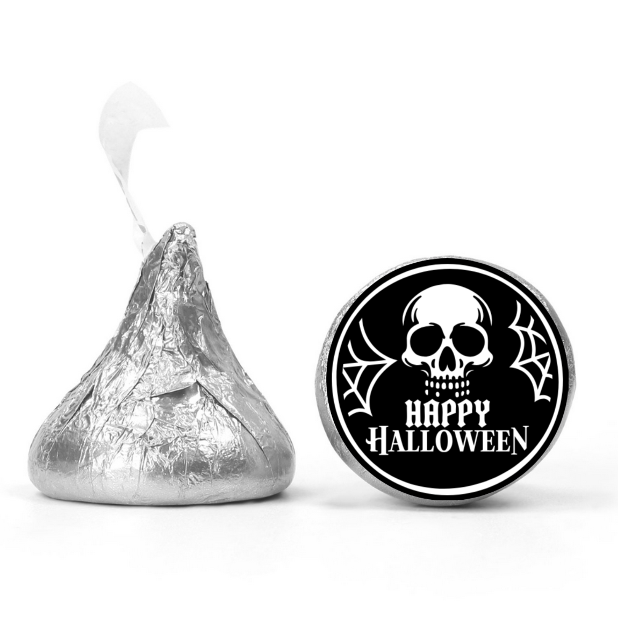 Happy Halloween Kiss Candy Stickers | Skull Design | Glossy|Self Adhesive | Set of 100