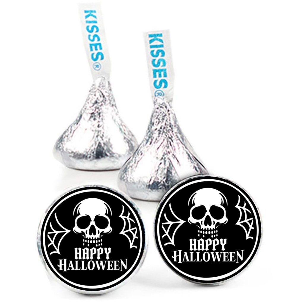 Happy Halloween Kiss Candy Stickers | Skull Design | Glossy|Self Adhesive | Set of 100
