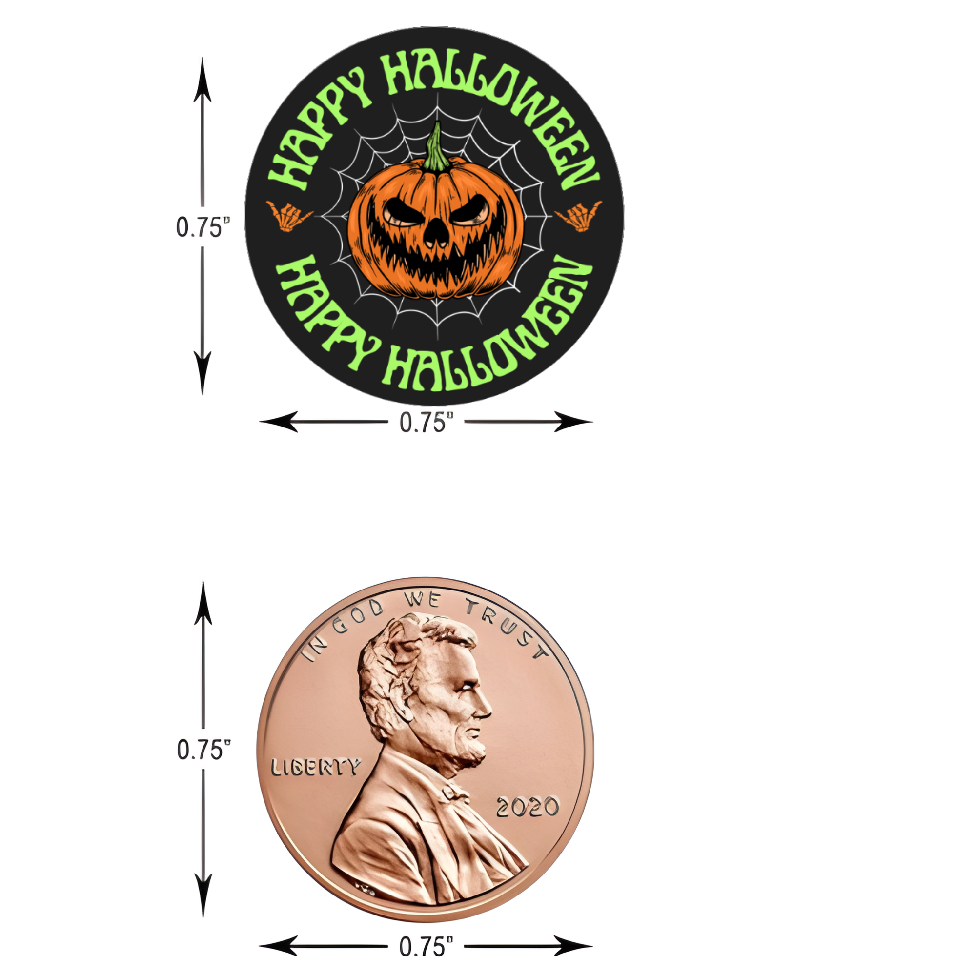 Happy Halloween Kiss Candy Stickers |Spooky Pumpkin Design | Glossy| Self Adhesive Labels |100ct