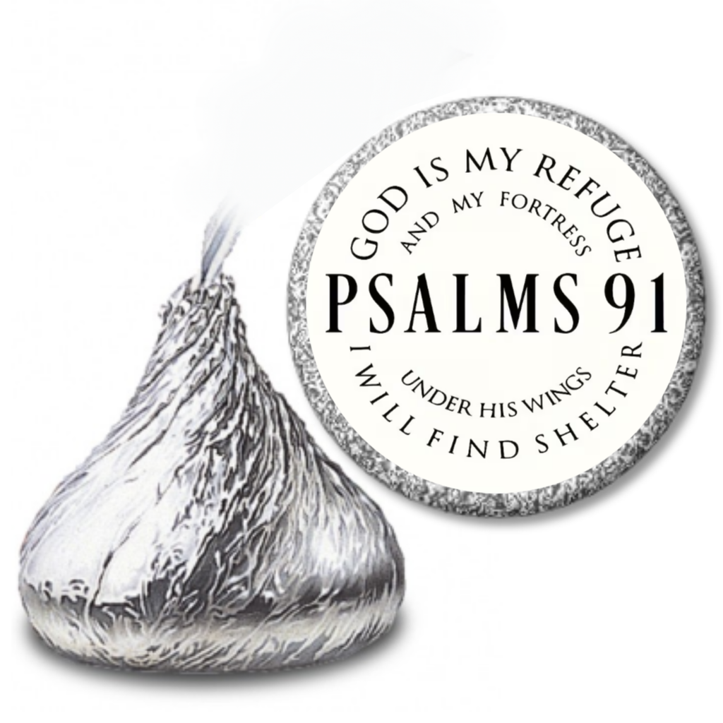Psalms 91 Stickers | Christian Scripture Candy Labels | Glossy Candy Kiss Decals | 100 Count
