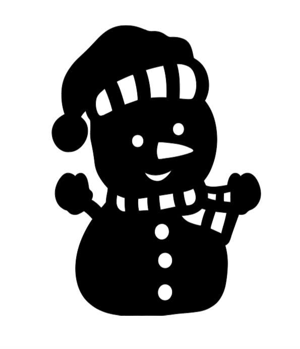 Christmas Window Snowman Silhouette Decal, Black , 16 H, Holiday Home Decor