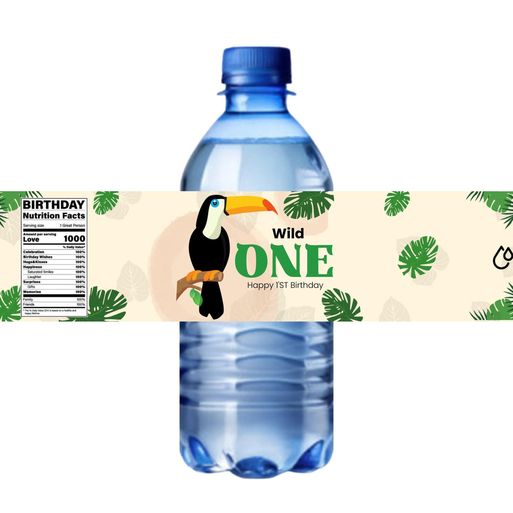Safari 1st Birthday Water Labels | Wild 1 Bottle Stickers | Glossy Party Decor