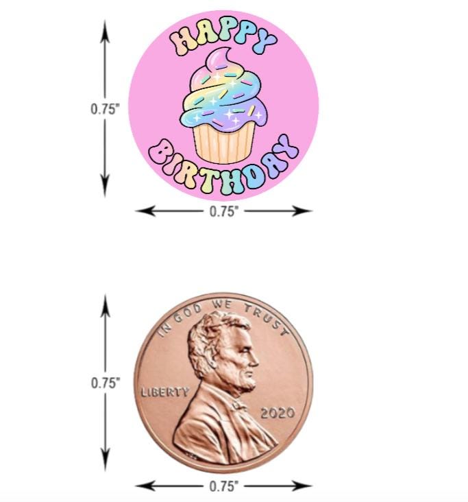 Birthday Party Mini Candy Labels | Happy Birthday | Glossy 0.75 Inch | 100 Pack