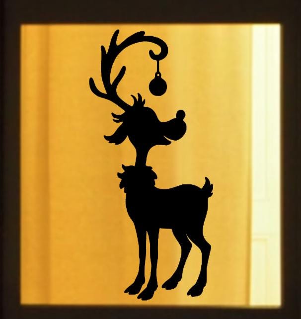 Large Reindeer Window Cling Decal | Christmas Window Decals | Reusable|Holiday Decoration| 23.5H