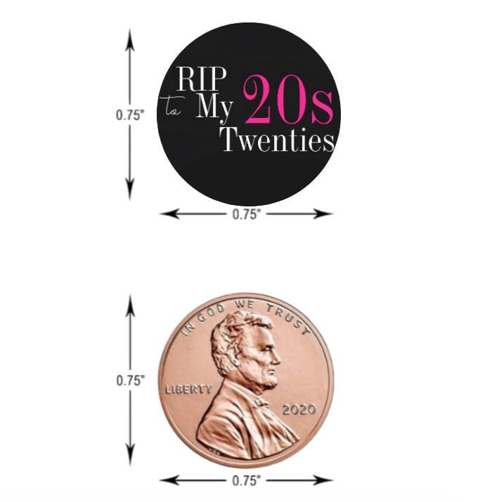 RIP to My 20s Mini Candy Labels | 30th Birthday Stickers | Set of 100|0.75in