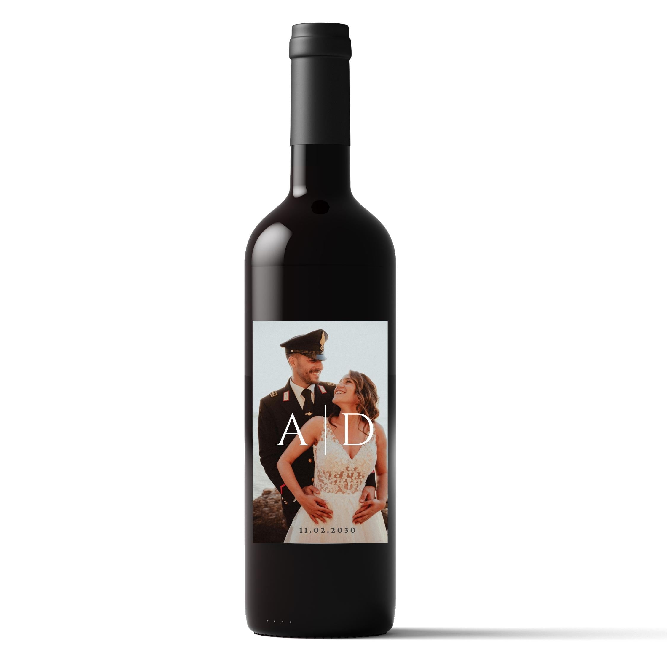 Personalized Wedding Wine Bottle Label | Custom Bride and Groom Initials | Wedding Date & Photo Label| 4pcs