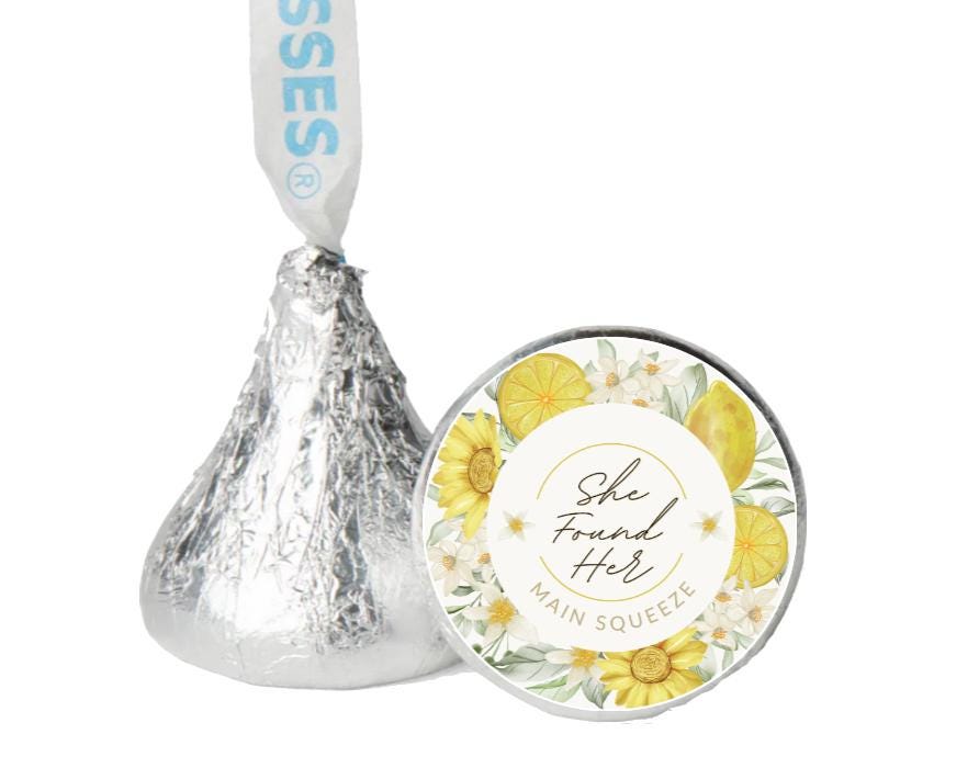 She Found Her Main Squeeze| Chocolate Candy Kiss Stickers|Bridal Shower Party Favors|100ct