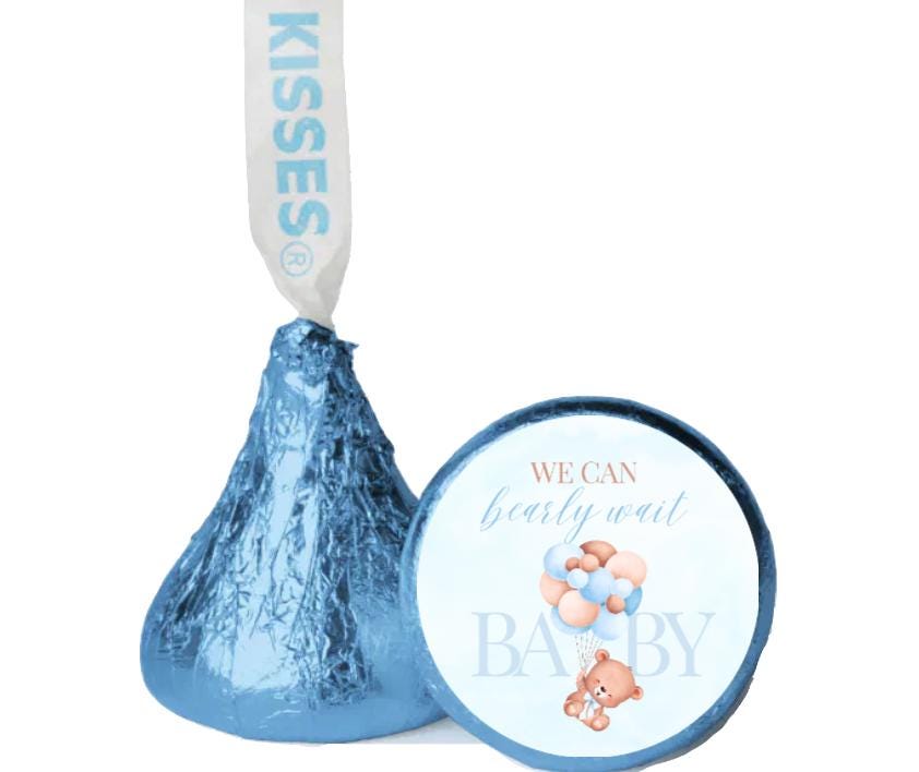 We Can Barely Wait Chocolate Candy Kiss Stickers| 100 ct| Glossy| Baby Shower favors