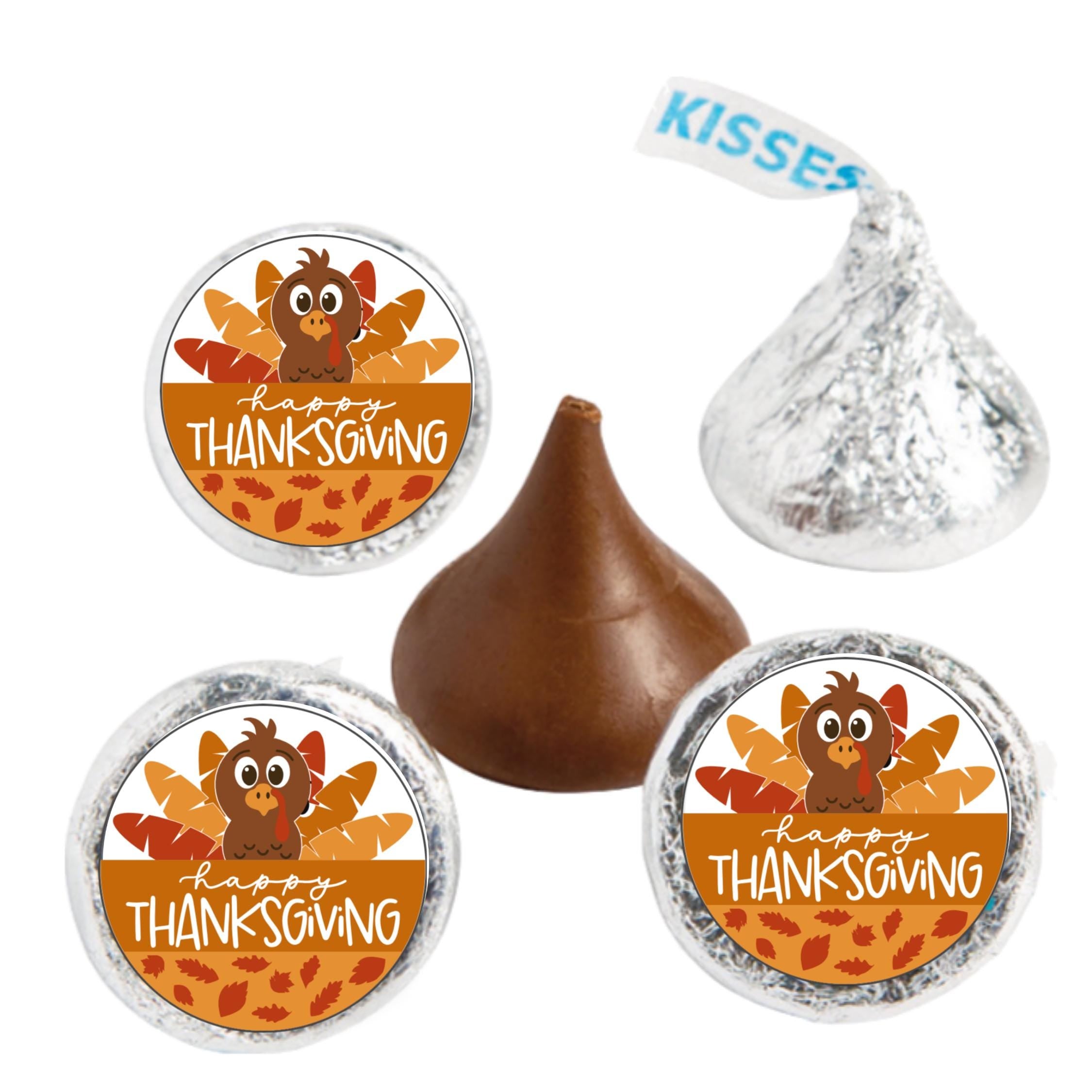Happy Thanksgiving Candy Stickers | Turkey Candy Kiss Labels | 100 Glossy Candy Stickers |Candy Table Accents