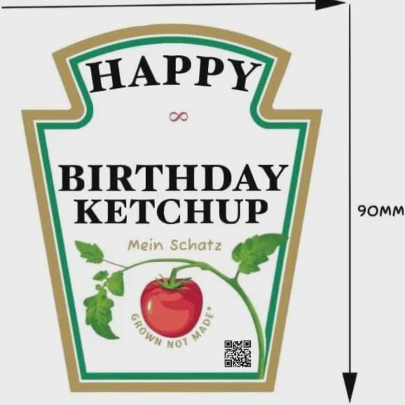 Custom Text Happy Birthday Ketchup Bottle Labels, Set of 2, 500ml/570g
