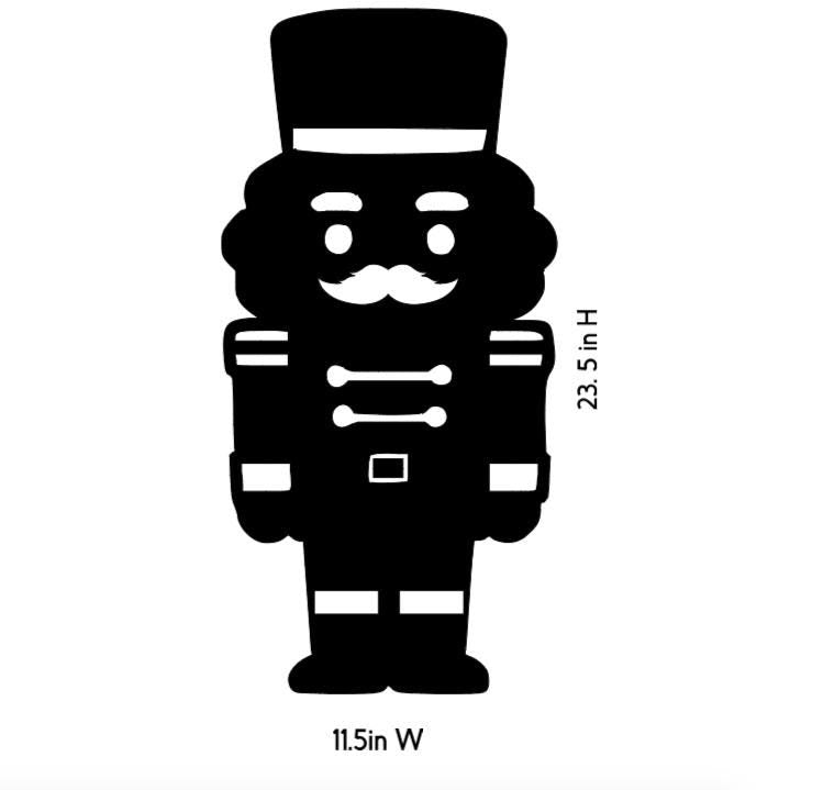 Large Christmas Nutcracker Window Cling Decal | Black Silhouette | 11.5" W × 23.5" H | Reusable Glossy Vinyl