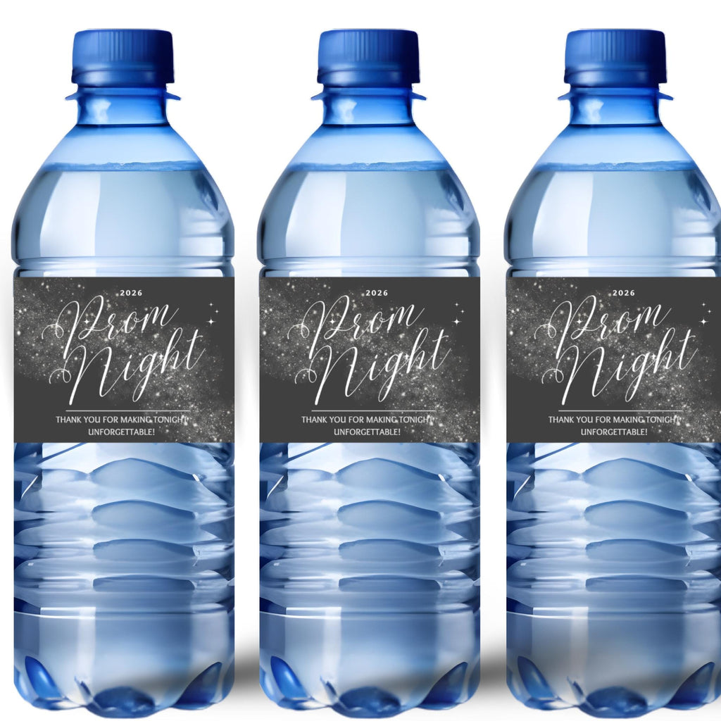 Prom Night Water Bottle Labels | Prom Night Thank You Message | Party Table Bottle Wraps |Glossy