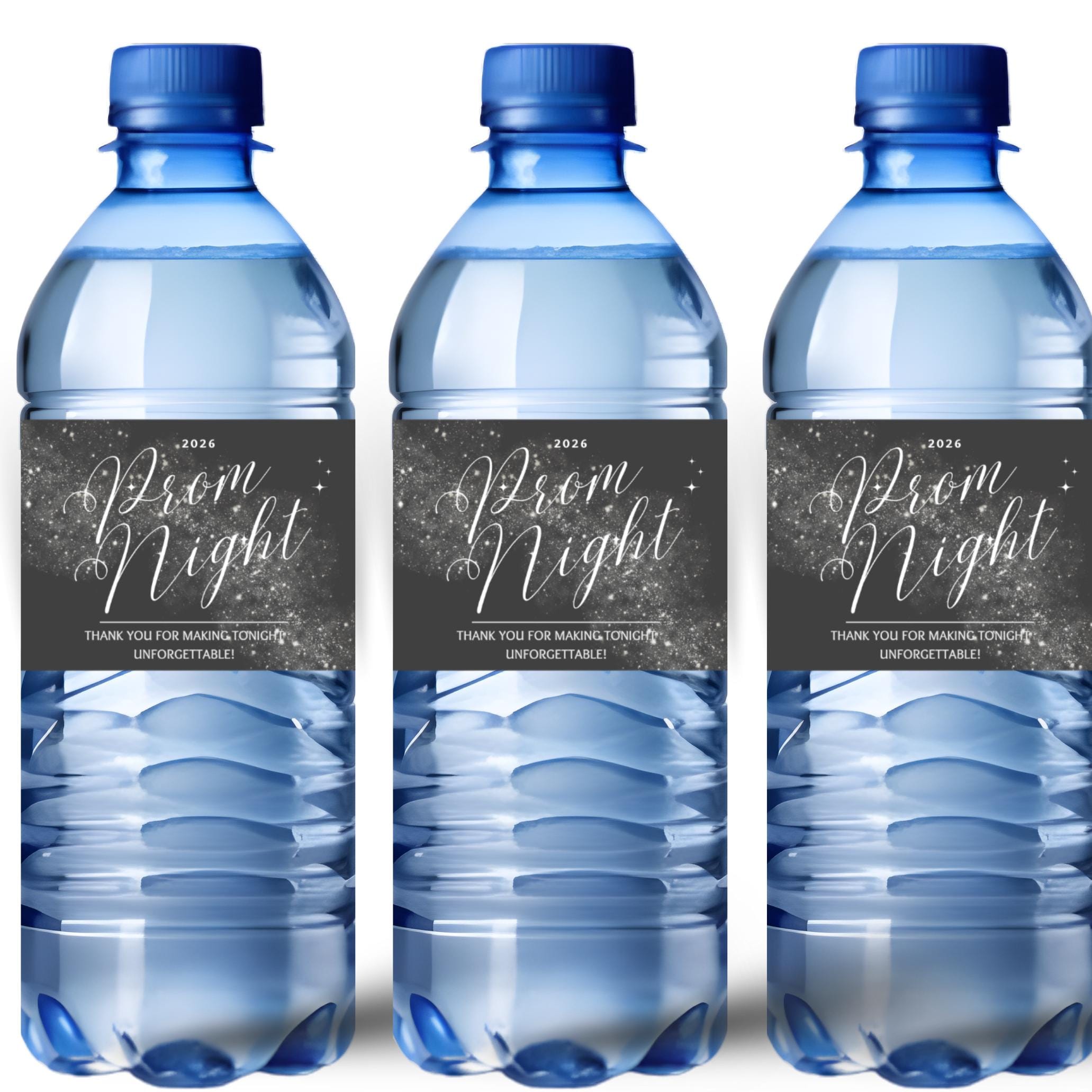 Prom Night Water Bottle Labels | Prom Night Thank You Message | Party Table Bottle Wraps |Glossy