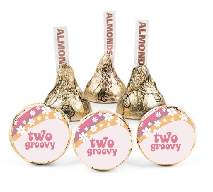 Two Groovy Candy Stickers | 2nd Birthday Theme | 0.75" Glossy Vinyl Labels | Set of 100 High Quality